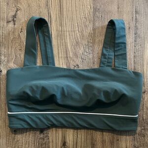 All in Motion Hunter Green Sports Bra with White Trim - XL